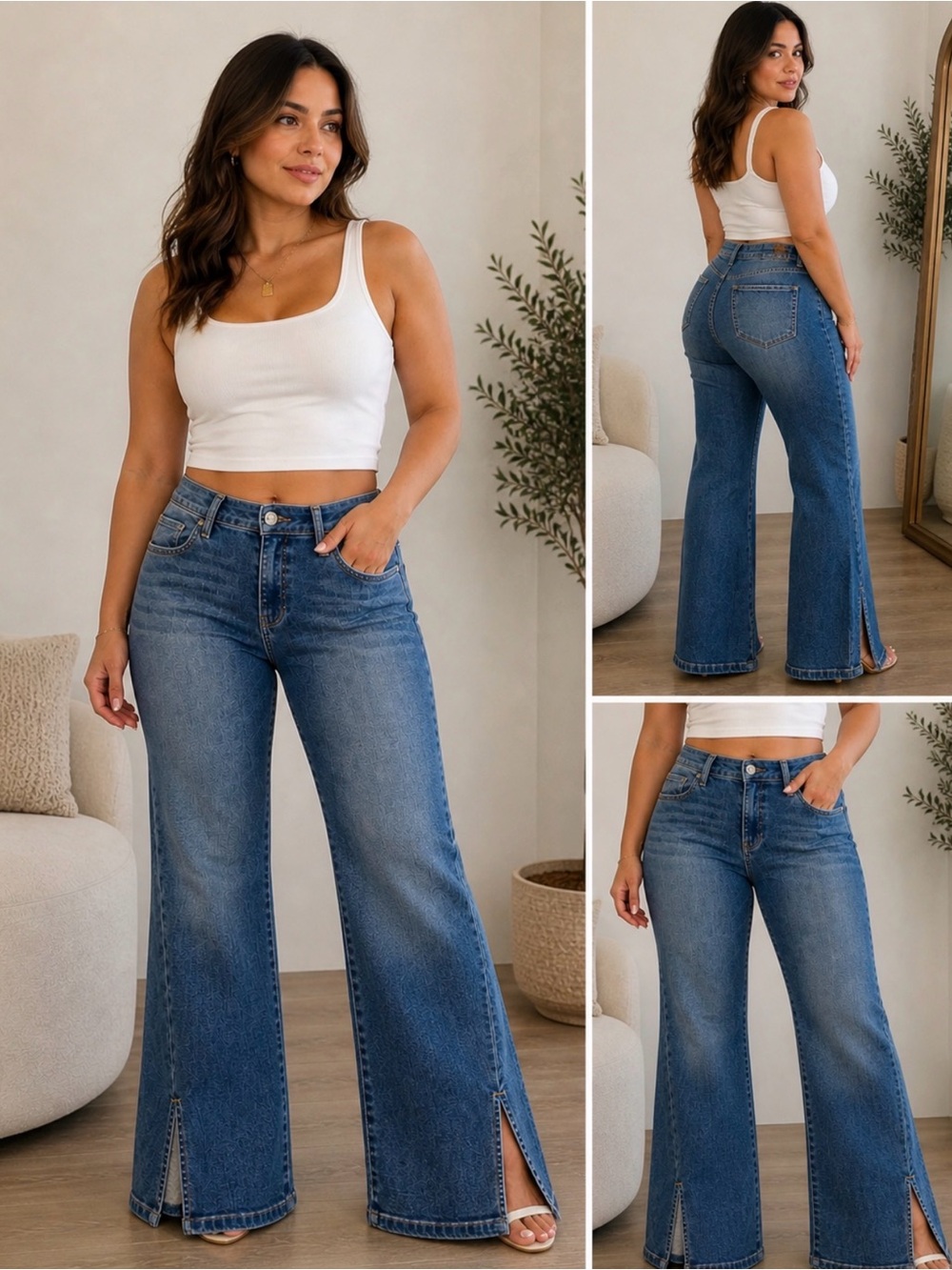 Francesca’s Flare Jeans Y2K Style Size 30 (Fits US 10) Dark Wash Split Hem